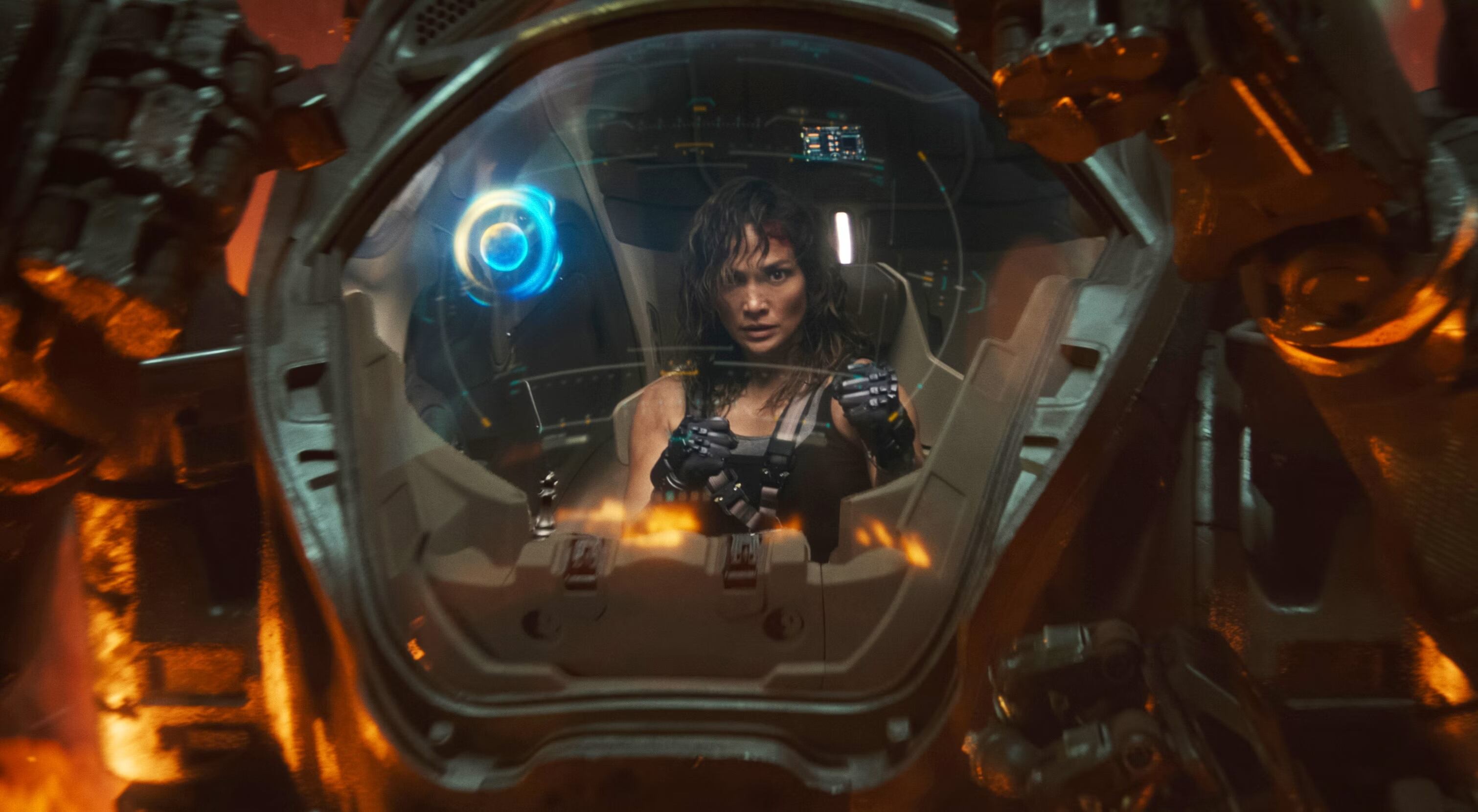 Jennifer López en una escena de la película de ciencia ficción "Atlas" (Foto: Netflix)