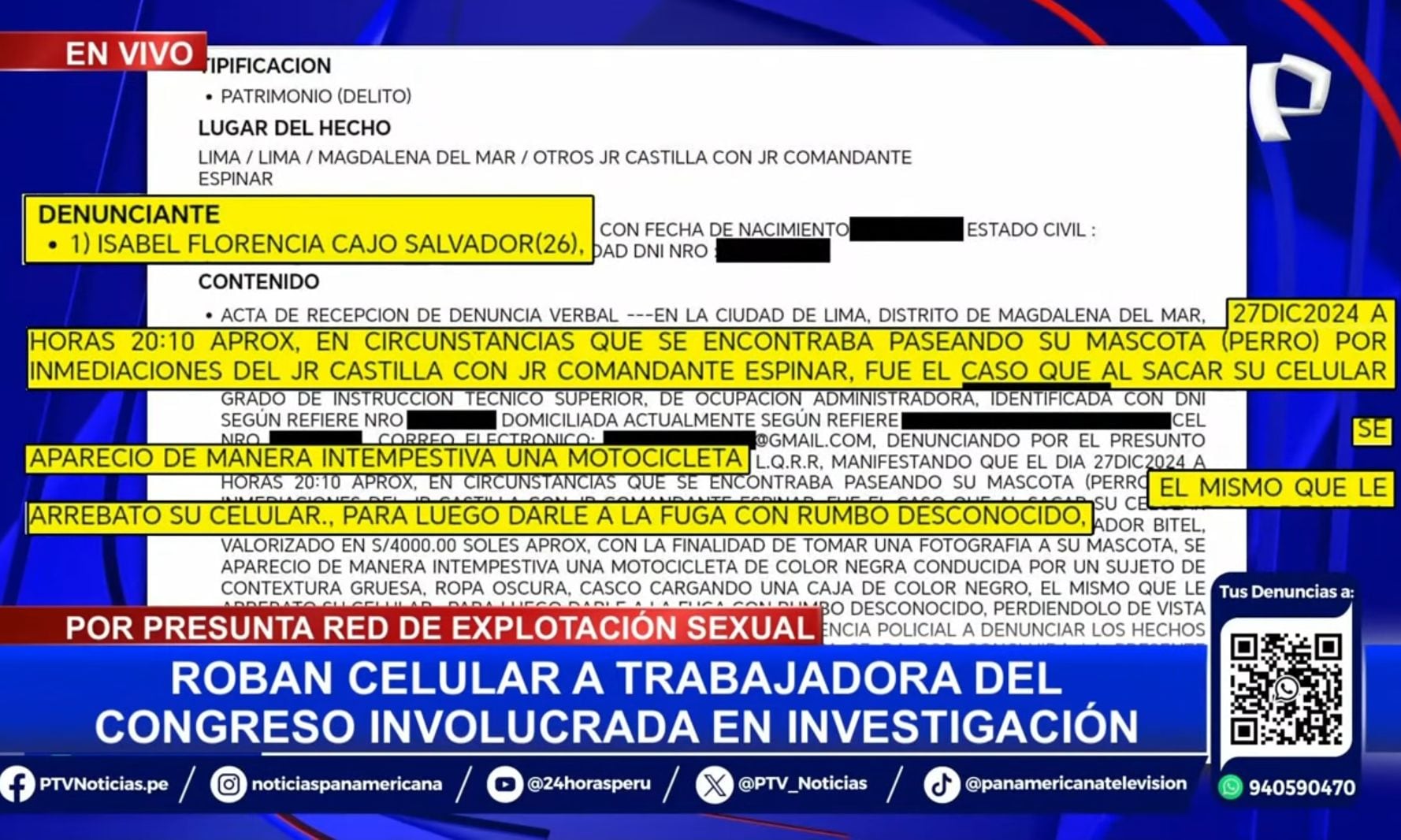 Isabel Cajo interpuso la denuncia policial sobre el presunto robo de su celular en la comisaría de Magdalena. (Foto: 24 Horas)