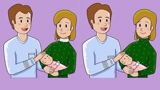 Hay 3 diferencias entre las fotos de esta pareja con bebés y tu trabajo hoy es descubrirlas