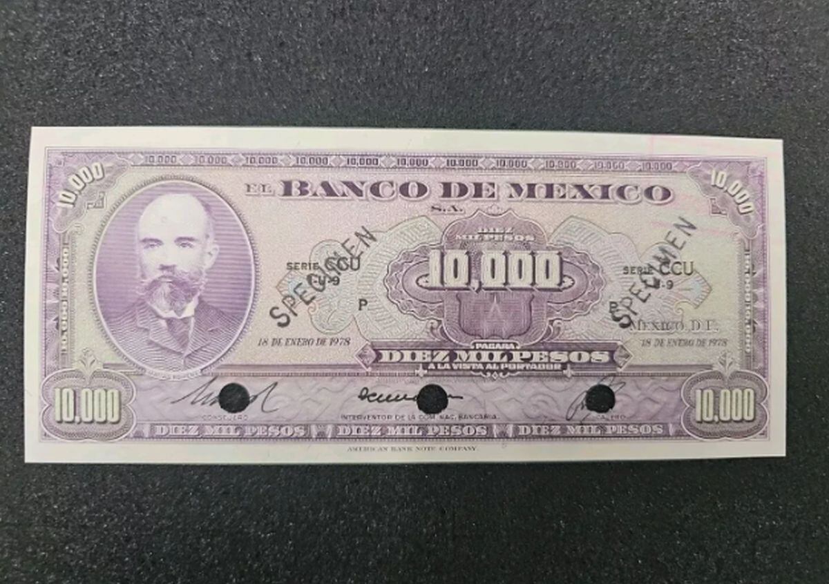 Billete espécimen de México (Foto: ebay)