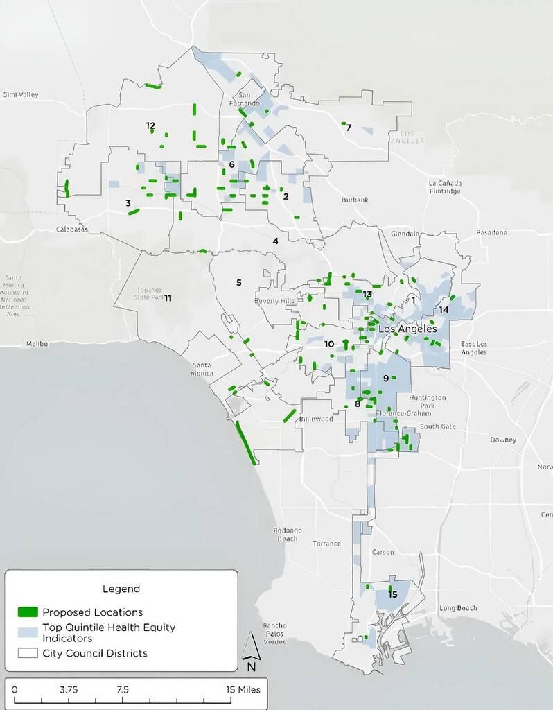 Estos son los puntos de la ciudad en los que se instalará los radares de velocidad (Foto: LADOT)