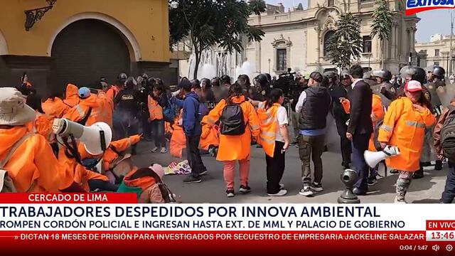 Extrabajadoras de limpieza de Innova se enfrentaron a la Policía al protestar contra la Municipalidad de Lima