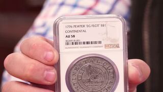 El dólar continental de 1776, la histórica moneda hallada en una lata de caramelos por la que pueden pagar una fortuna