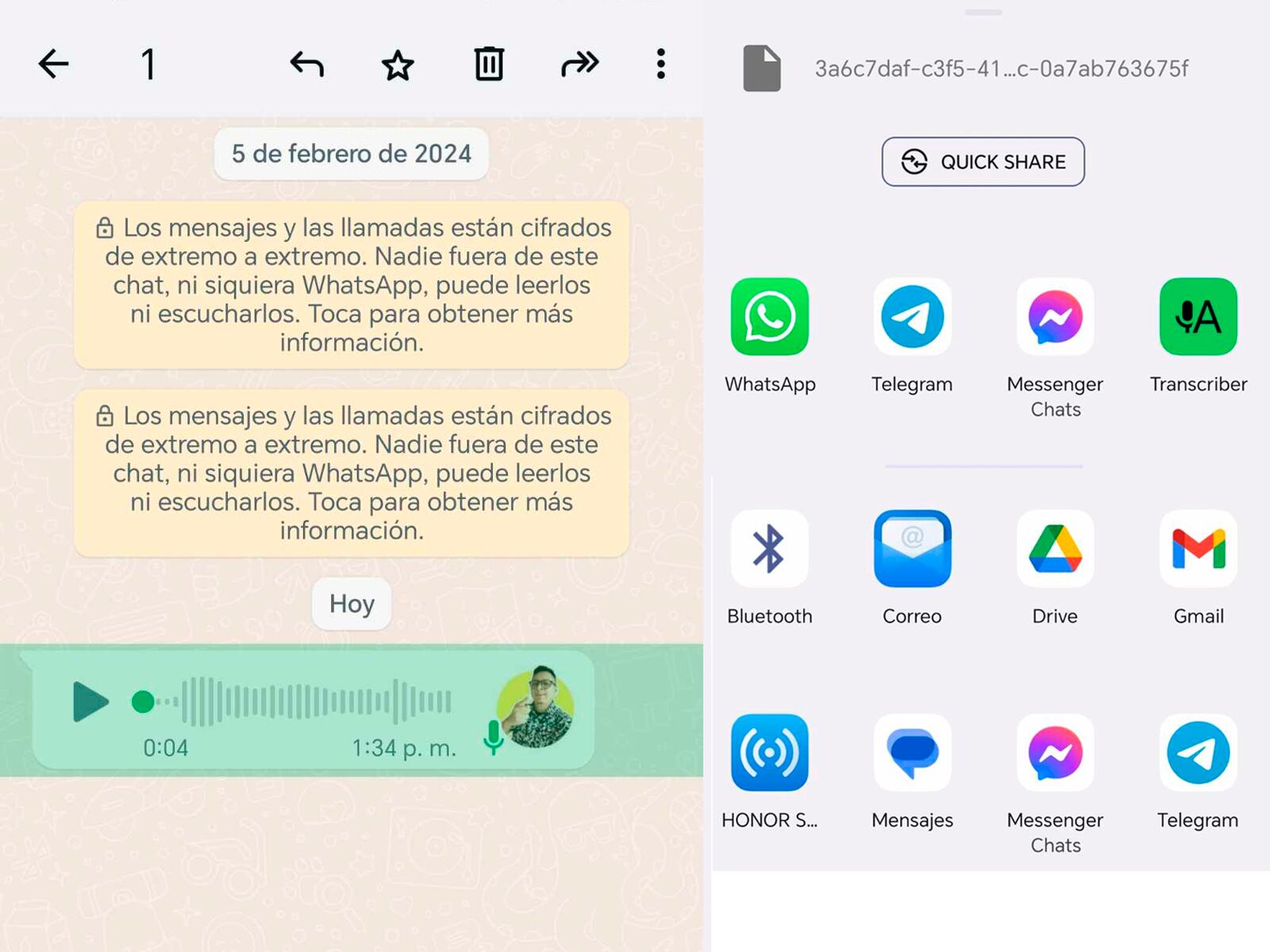 WHATSAPP | De esta manera transcribo audios a textos. No olvides seleccionar tu mensaje de voz y luego pulsar en el programa descargado. (Foto: MAG - Rommel Yupanqui)
