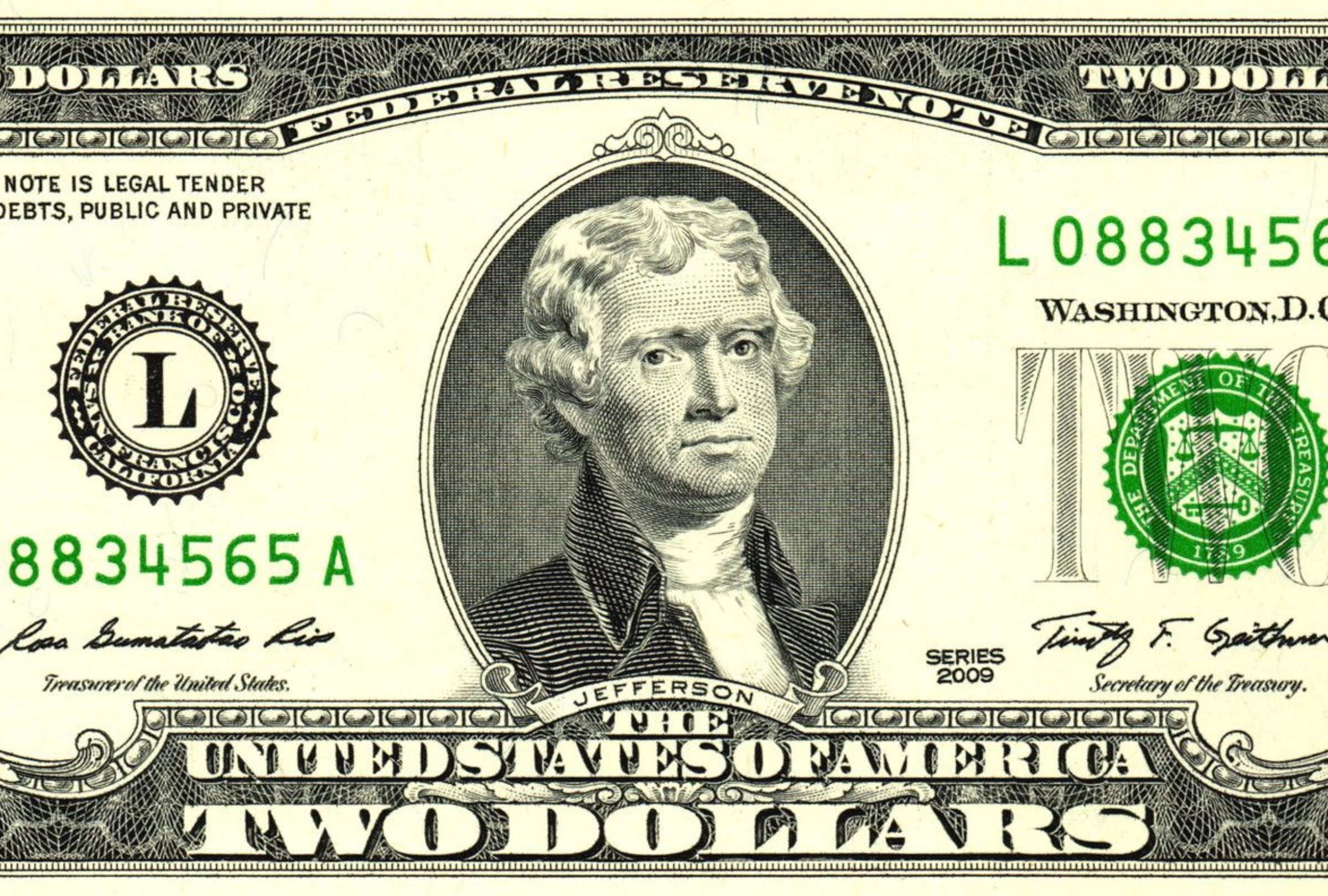 Billetes de 2 dólares no circulados de 1890 tienen un valor alto (Foto: Freepik)