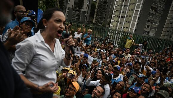 Otros dos miembros del comando de campaña de la líder opositora María Corina Machado fueron detenidos este domingo en Venezuela tras participar en un mitin de cara a las elecciones presidenciales del 28 de julio. (Foto: Juan Barreto / AFP)