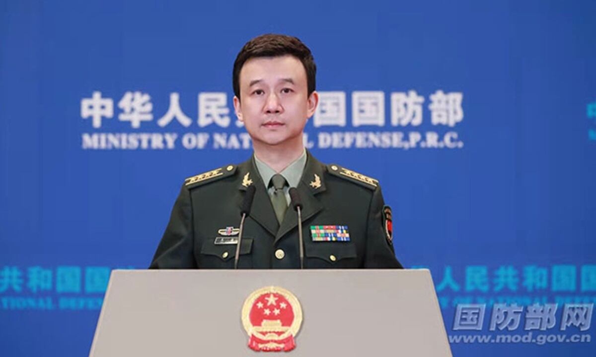 El coronel mayor Wu Qian, portavoz del Ministerio de Defensa Nacional de China, el 24 de marzo de 2022. (Foto del Ministerio de Defensha de China)