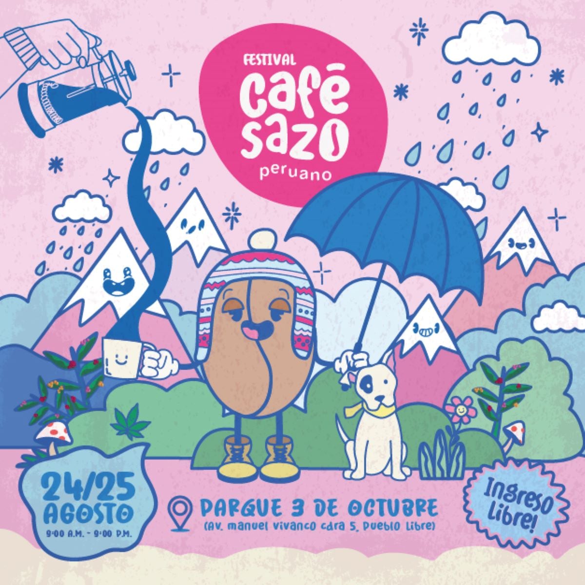El Festival Cafesazo Peruano se realizará el 24 y 25 de agosto en el Parque 3 de Octubre de Pueblo Libre. Entrada gratuita.