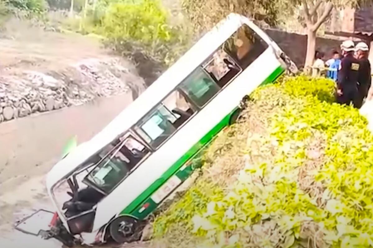 Cúster conocida como 'Chosicano' se despistó y cayó a un regadío. (Foto: Captura/Améric Noticias)