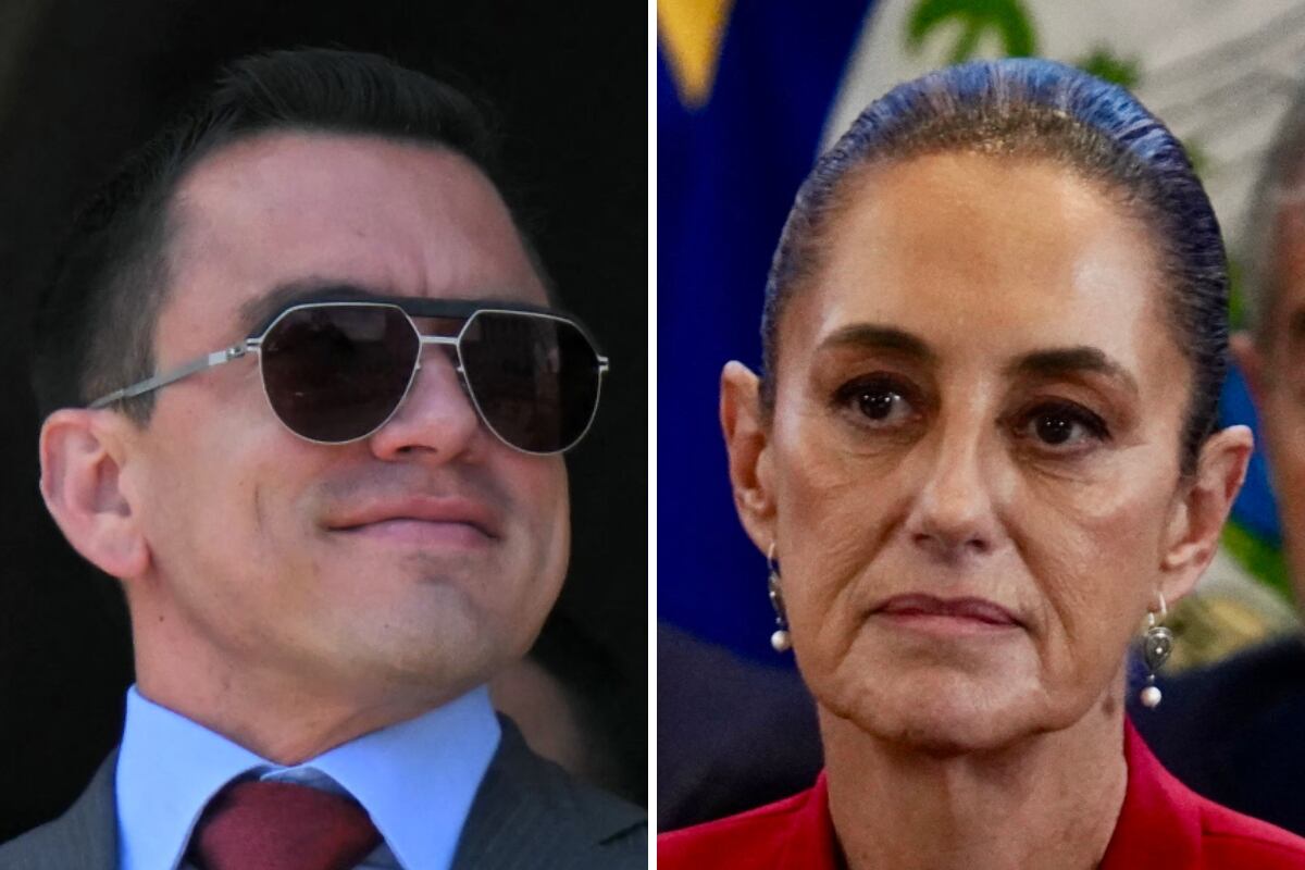 El presidente de Ecuador, Daniel Noboa; y la presidenta de México, Claudia Sheinbaum. (Fotos de Rodrigo BUENDIA / STRINGER /AFP)