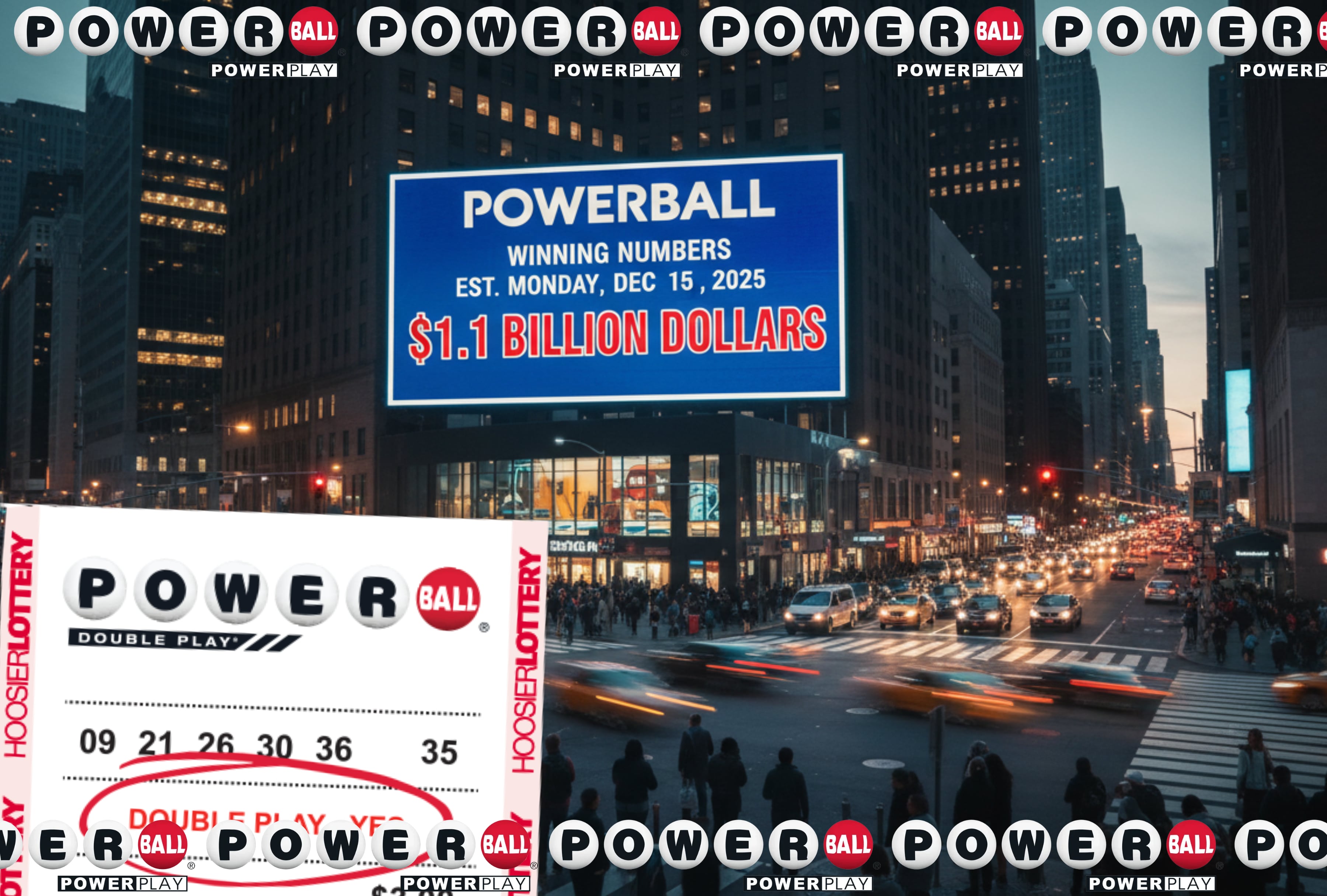 Powerball HOY 15 de diciembre. ¿Hubo un afortunado ganador del premio mayor de $1.100 millones en EEUU? Revisa al instante los resultados y números ganadores. | Crédito: Imagen creada por El Comercio MAG usando la IA de Gemini / Composición GEC