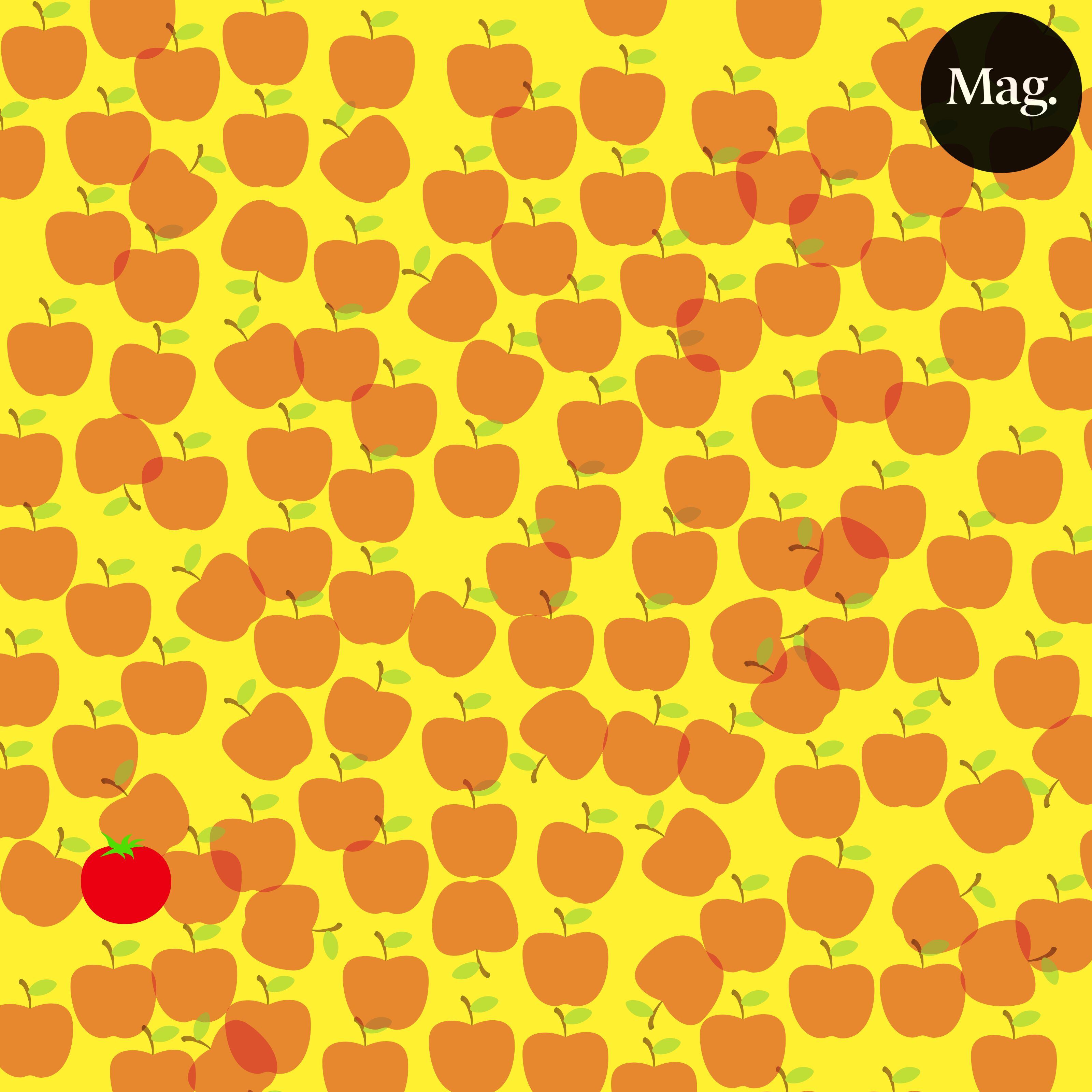 RETO VISUAL | ¿Lograste encontrar al tomate? En esta imagen la respuesta de este desafío visual. (Foto: Composición jemastock /Twemoji / MAG)