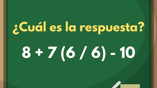 Solo una mente ágil resuelve este reto matemático en pocos segundos: ¿cuánto es 8 + 7 (6 / 6) - 10?
