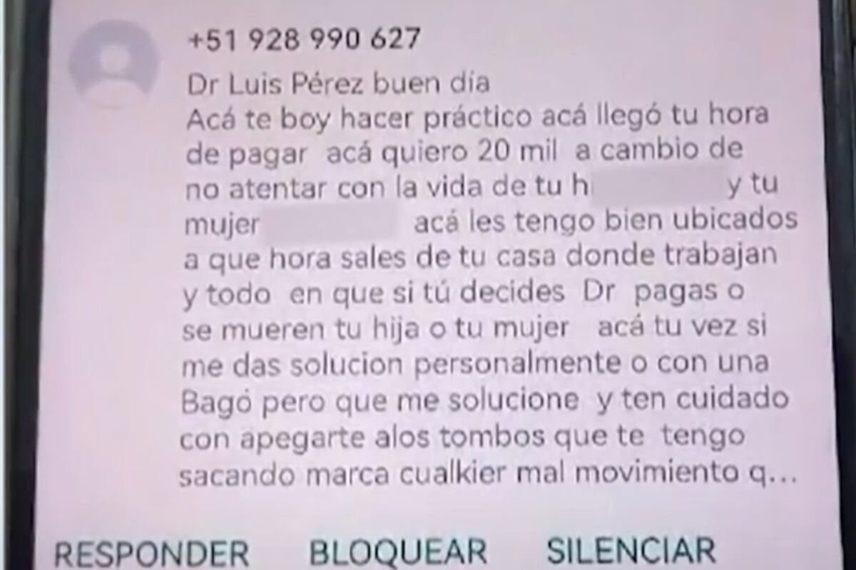 Pese a las graves amenazas en su contra, Pérez Fernández lamentó la respuesta de la Policía, que solo le sugirió cambiar de número en lugar de brindarle protección. (Foto: Captura/BDP)