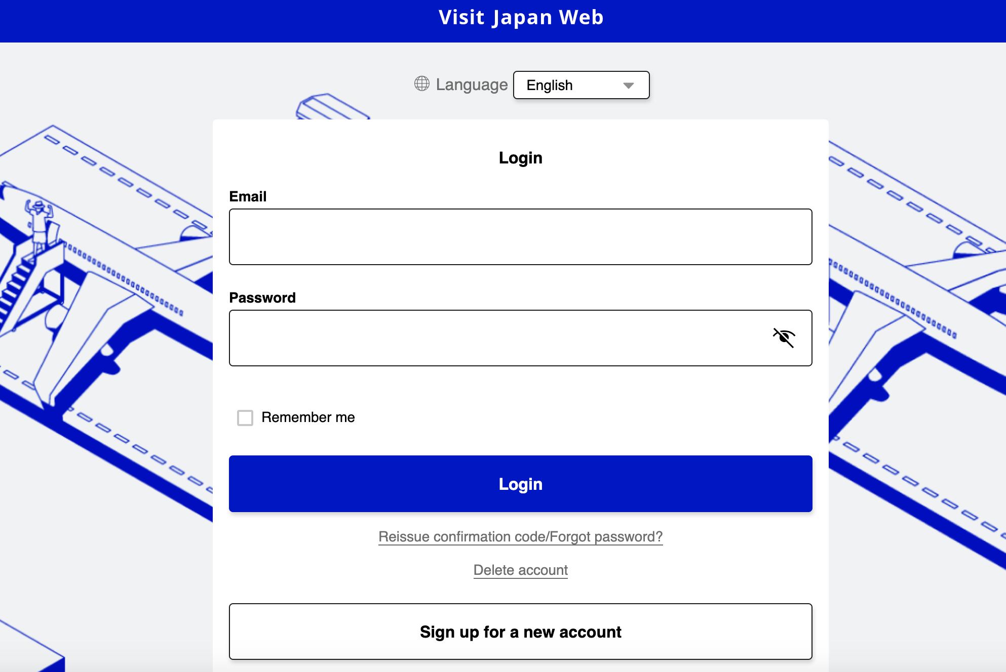 Vista principal de la web Visit Japan Web.