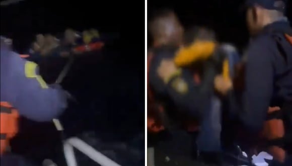 Miembros de la Armada Nacional colombiana rescatan a migrantes tras naufragio en San Andrés, en el Caribe colombiano. (Capturas de AsiEsNoticiasVe)