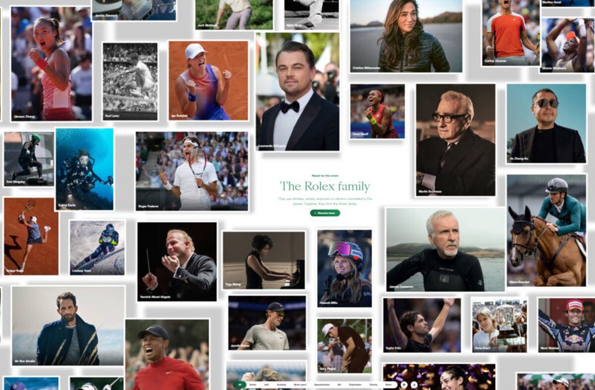 El sitio web de la marca de relojes de lujo con los embajadores para lanzar su campaña (Foto: Rolex)
