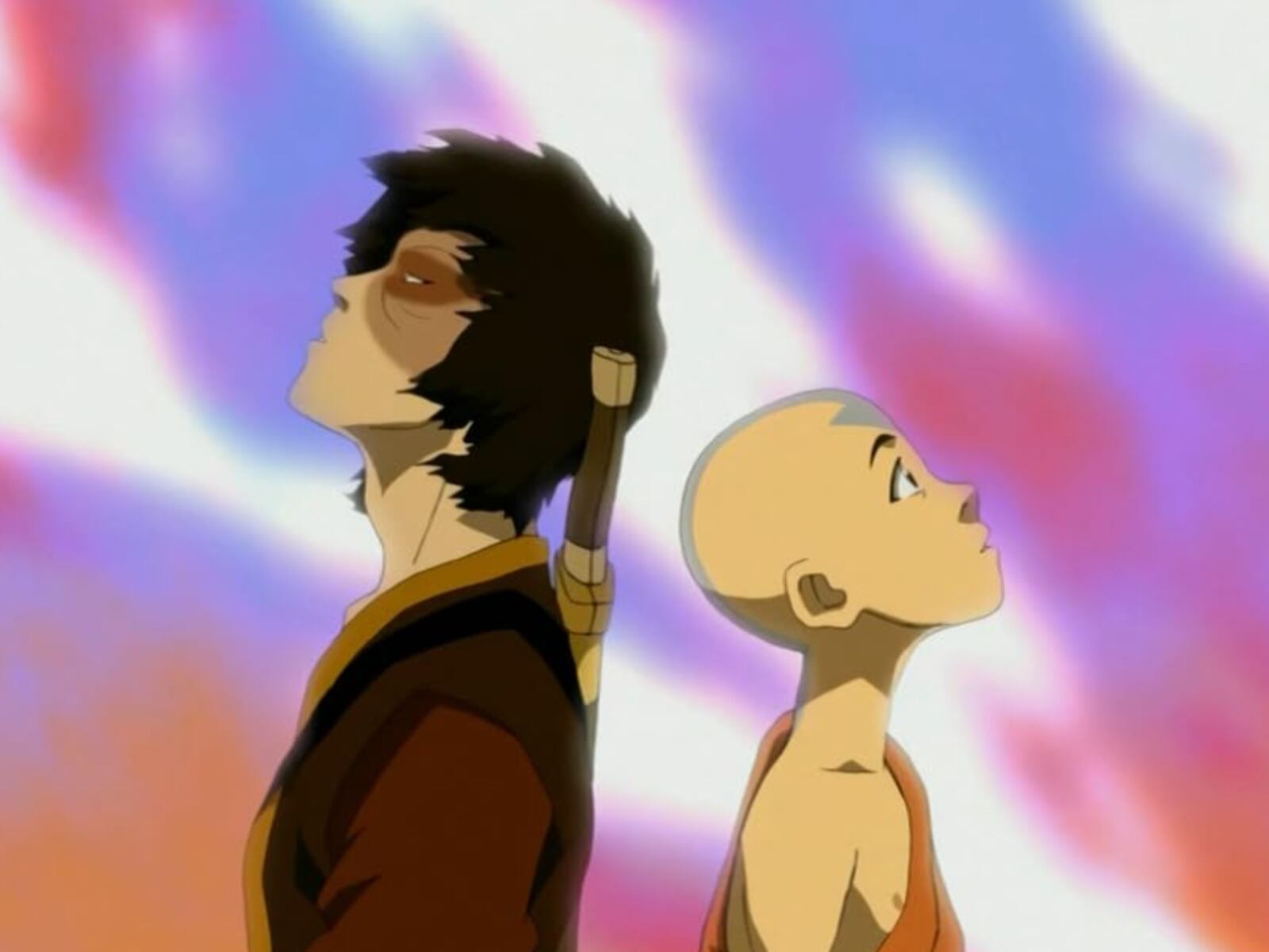 Zuko y Aang mirando los verdaderso colores del fuego control en “Avatar: la leyenda de Aang” (Foto: Nickelodeon Animation Studio)