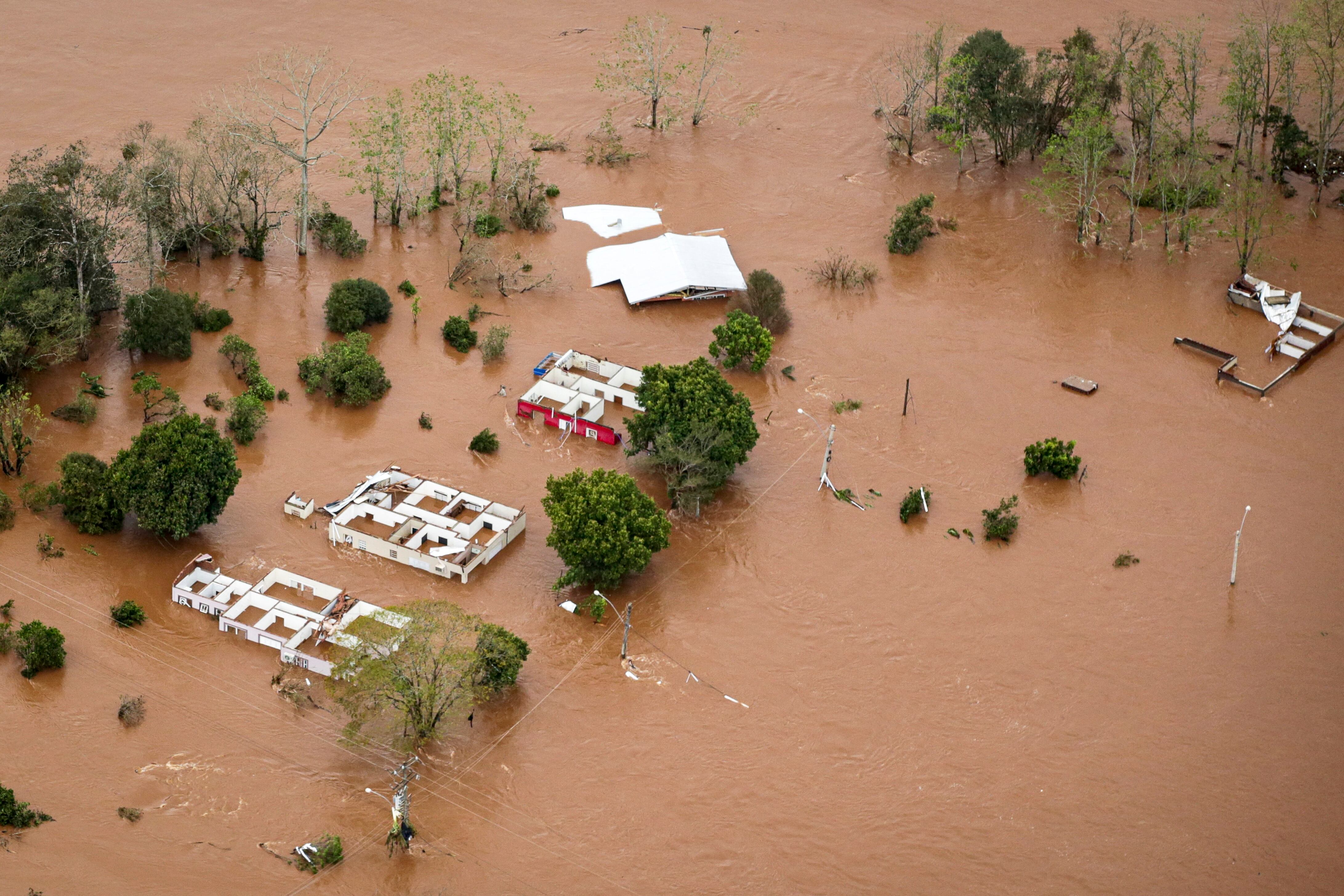 Vista aérea de la zona afectada por un ciclón extratropical en Mu um, estado de Rio Grande do Sul, Brasil, tomada el 5 de septiembre de 2023. (Foto de Mateus BRUXEL / AGENCIA RBS / AFP).