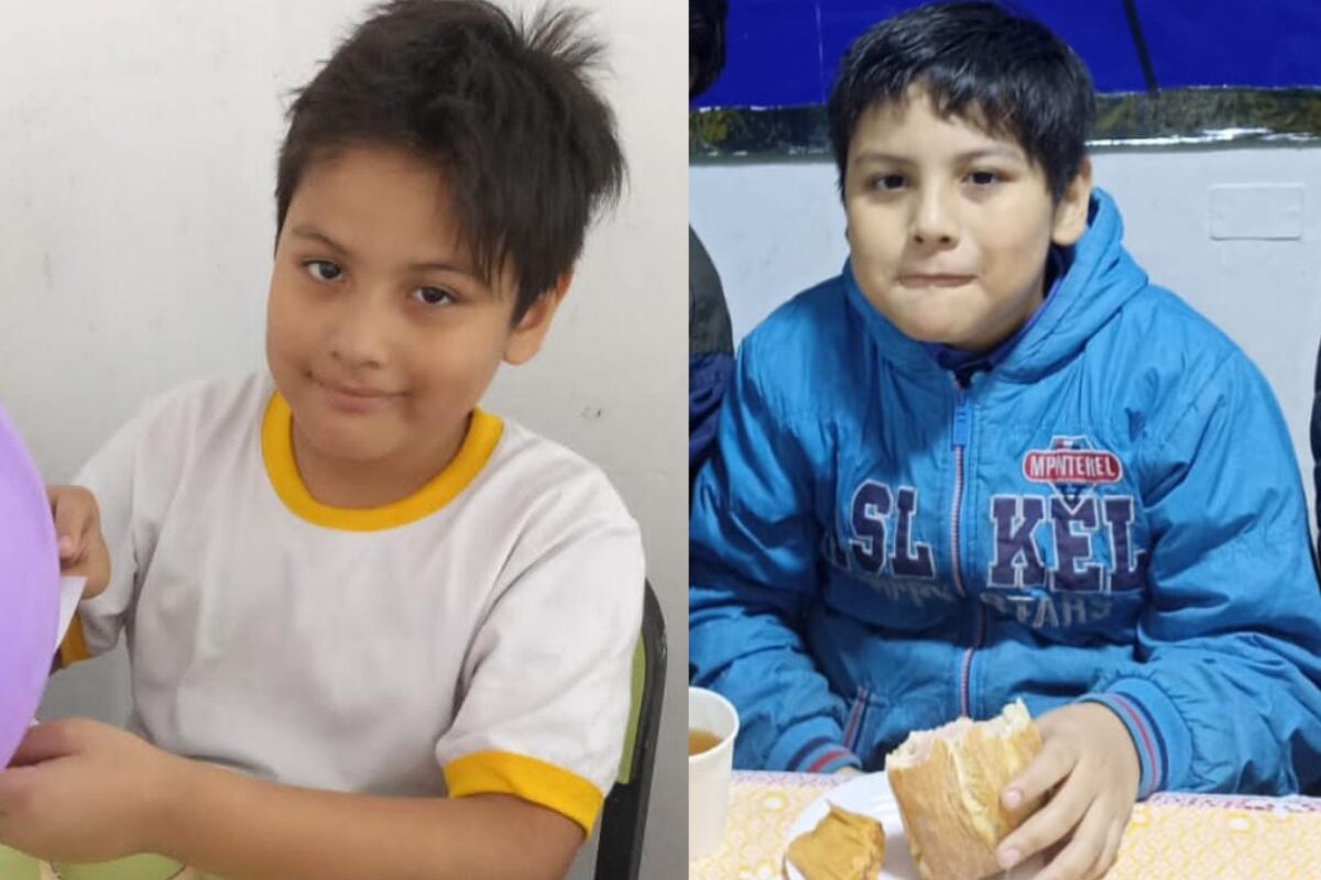 El pequeño viste un buzo de color plomo, crocs rosadas y una casaca azul del colegio Technology Schools. Foto: composición EC