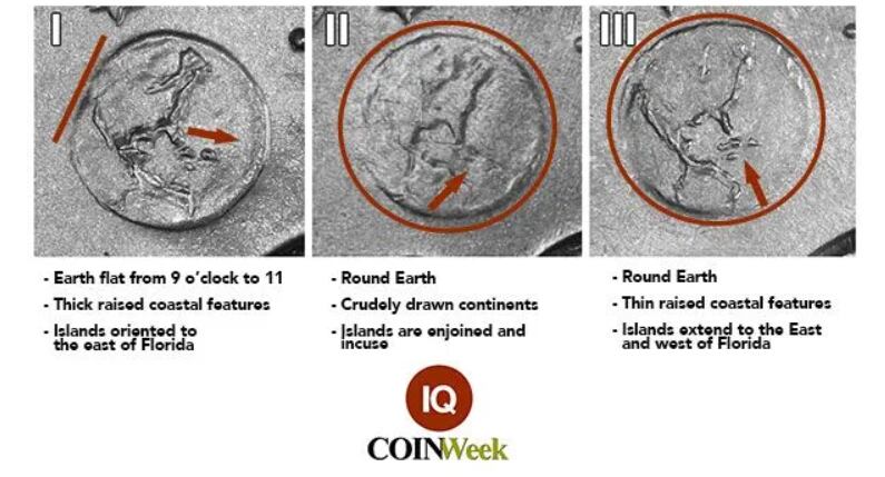 Los tres tipos del dólar Eisenhower de 1972 (Foto: CoinWeek)