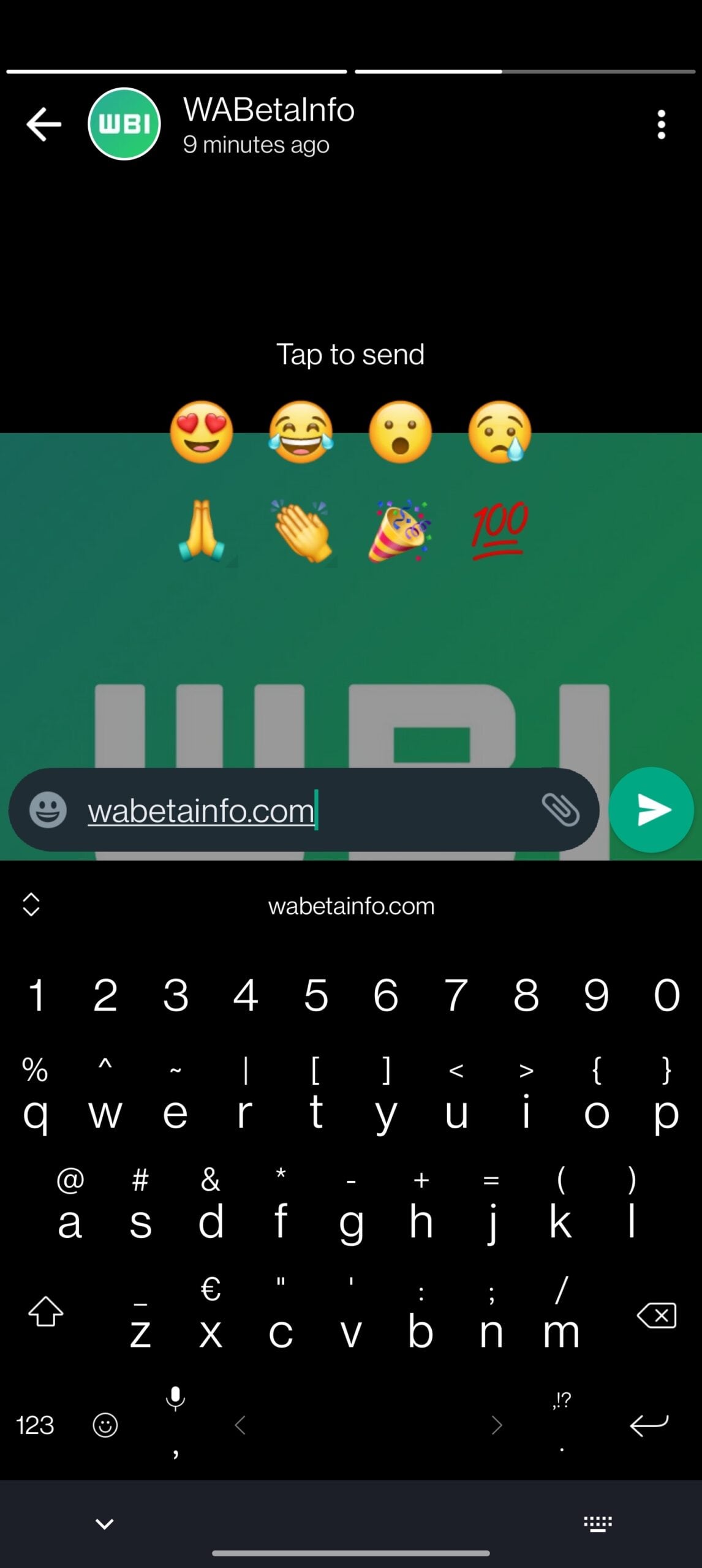 Vista previa de las reacciones de estado de WhatsApp. (Foto: WabetaInfo)