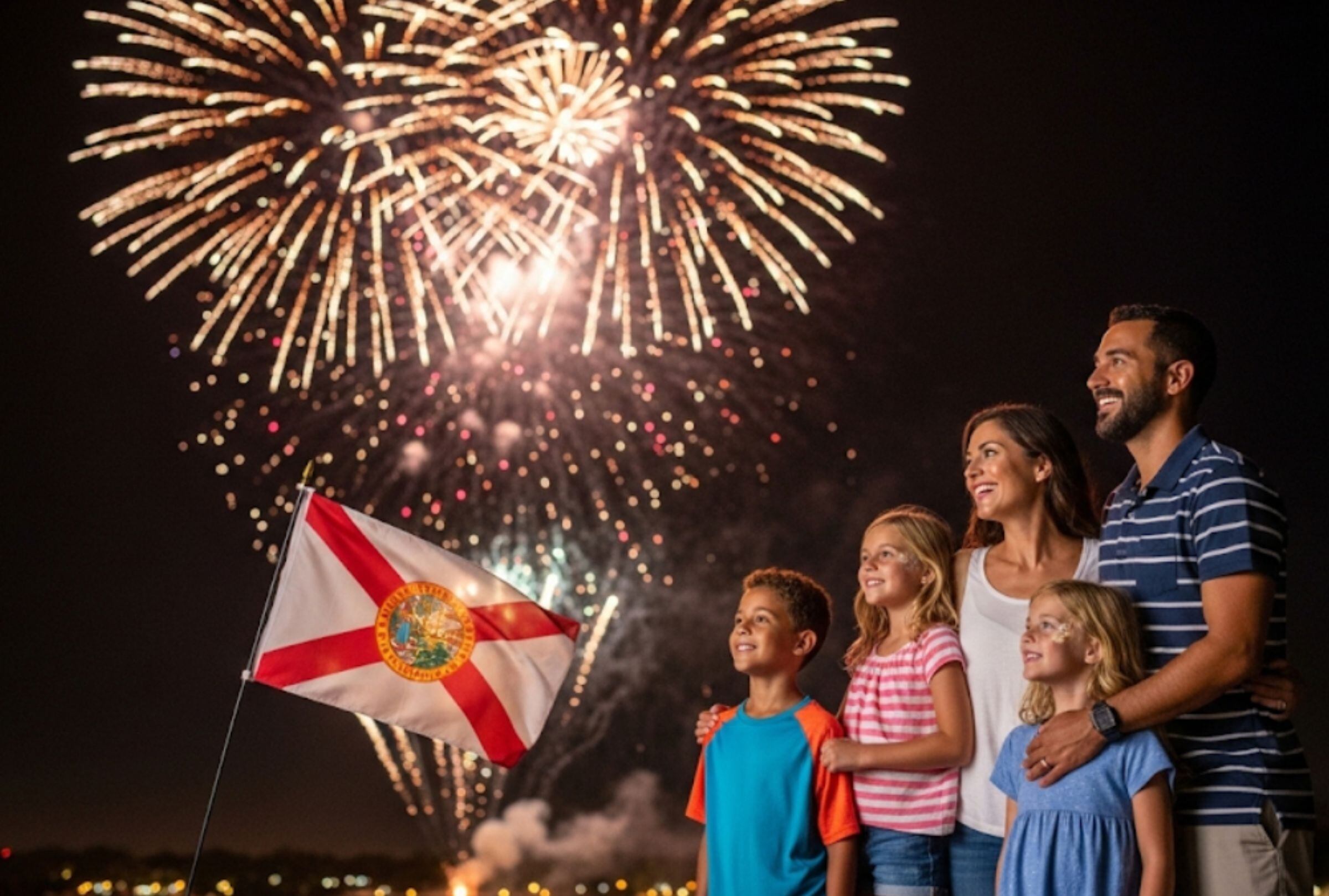 Estos son los lugares que presentarán fuegos artificiales en Florida, por el día de la Independencia el viernes 4 de julio. (Foto: AI/Canva-Mag)