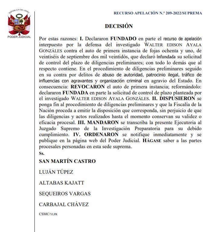 Decisión de la Corte Suprema