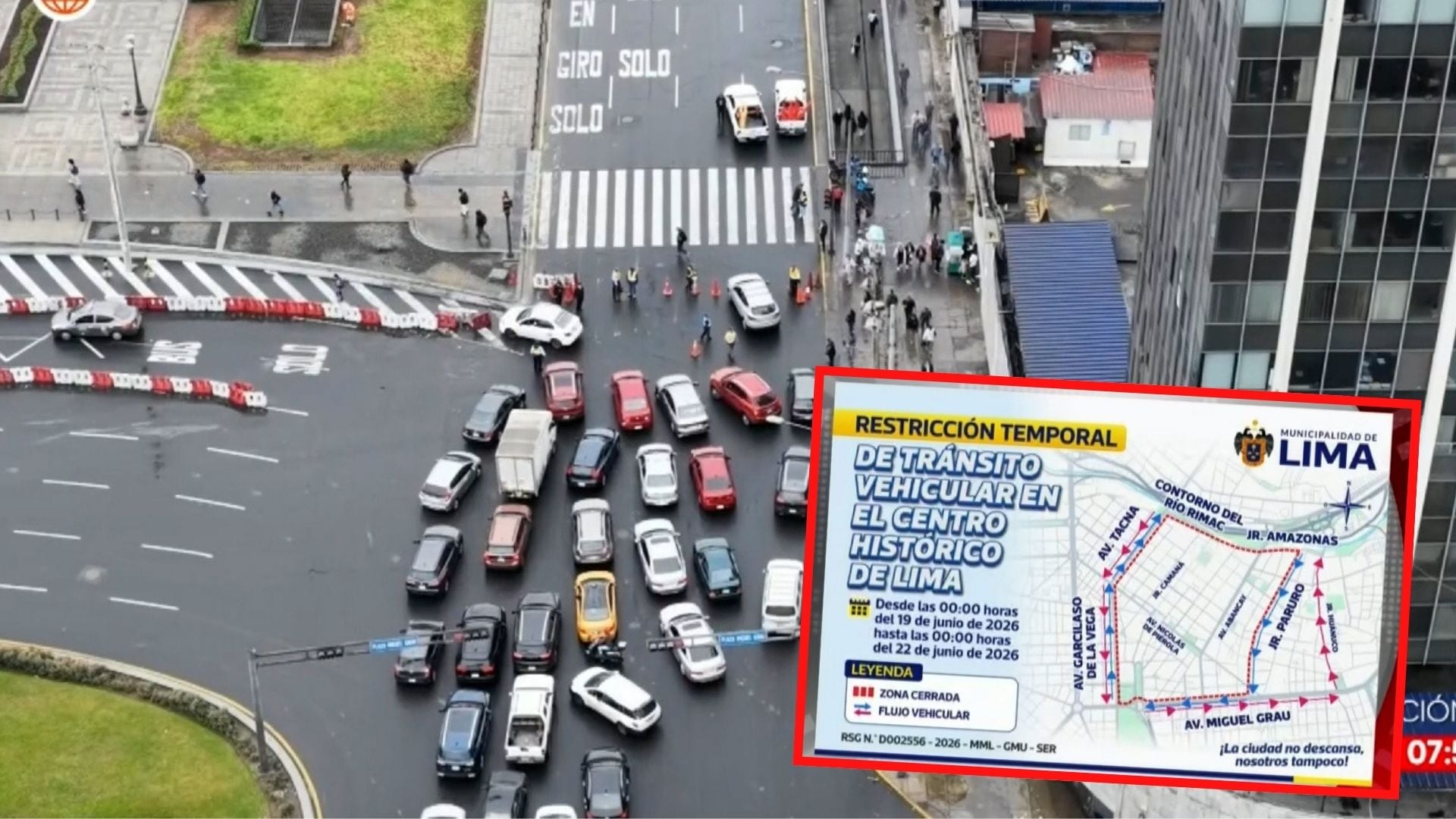 Caos vehicular por cierre de vías en el Cercado de Lima