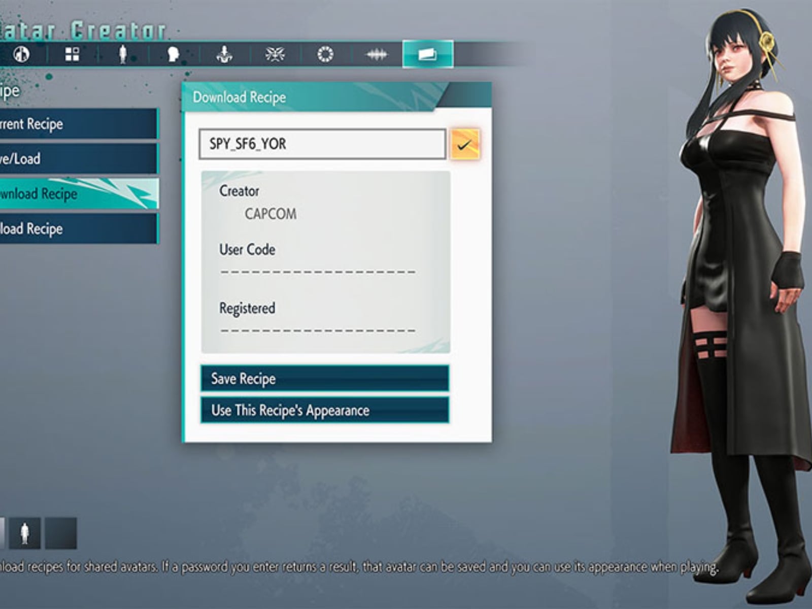 El avatar de Yor en el videojuego "Street Fighter 6". El personaje de "Spy x Family" tiene la indumentaria de Thorn Princes