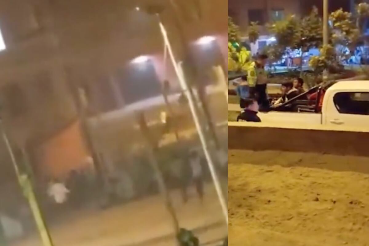 Vecinos grabaron la balacera y llamaron de inmediato a los uniformados para que intervengan. Foto: composición EC/captura Exitosa Noticias