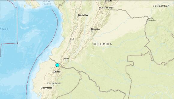 Dos sismos de magnitud 4,5 y 3,2 se registraron en la provincia andina de Carchi, al norte de Ecuador, el 5 de octubre de 2023. (Captura del USGS)