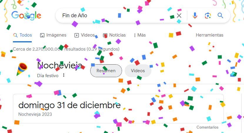 El doodle de Google con motivo de la Nochevieja