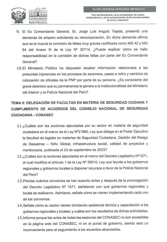 Segunda moción de interpelación contra Víctor Torres Falcón.