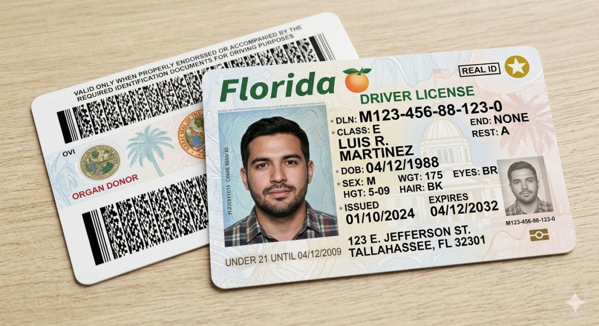 Ley HB 991 firmada por Ron DeSantis exigirá el estatus migratorio en licencias de conducir de Florida (Foto: Imagen creada por El Comercio MAG, solo con fines educativos, usando Gemini)