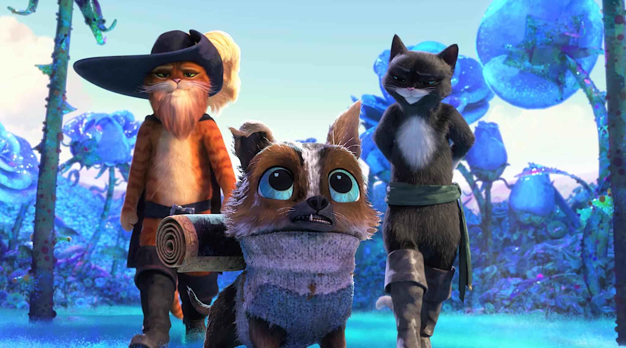 Gato, el encantador Perrito y la astuta Kitty Patitas Suaves son los protagonistas de la película "Gato con Botas: el último deseo" (Foto: DreamWorks Animation)
