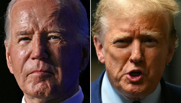 El presidente estadounidense Joe Biden y el expresidente estadounidense y candidato presidencial, Donald Trump. (Foto de Brendan SMIALOWSKI y ANGELA WEISS / varias fuentes / AFP)