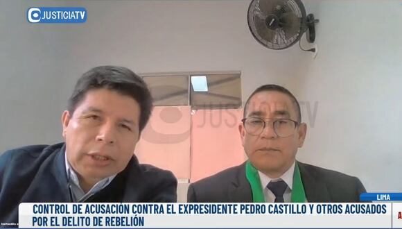 Pedro Castillo participó en la audiencia desde el penal de Barbadillo. (Justicia TV)