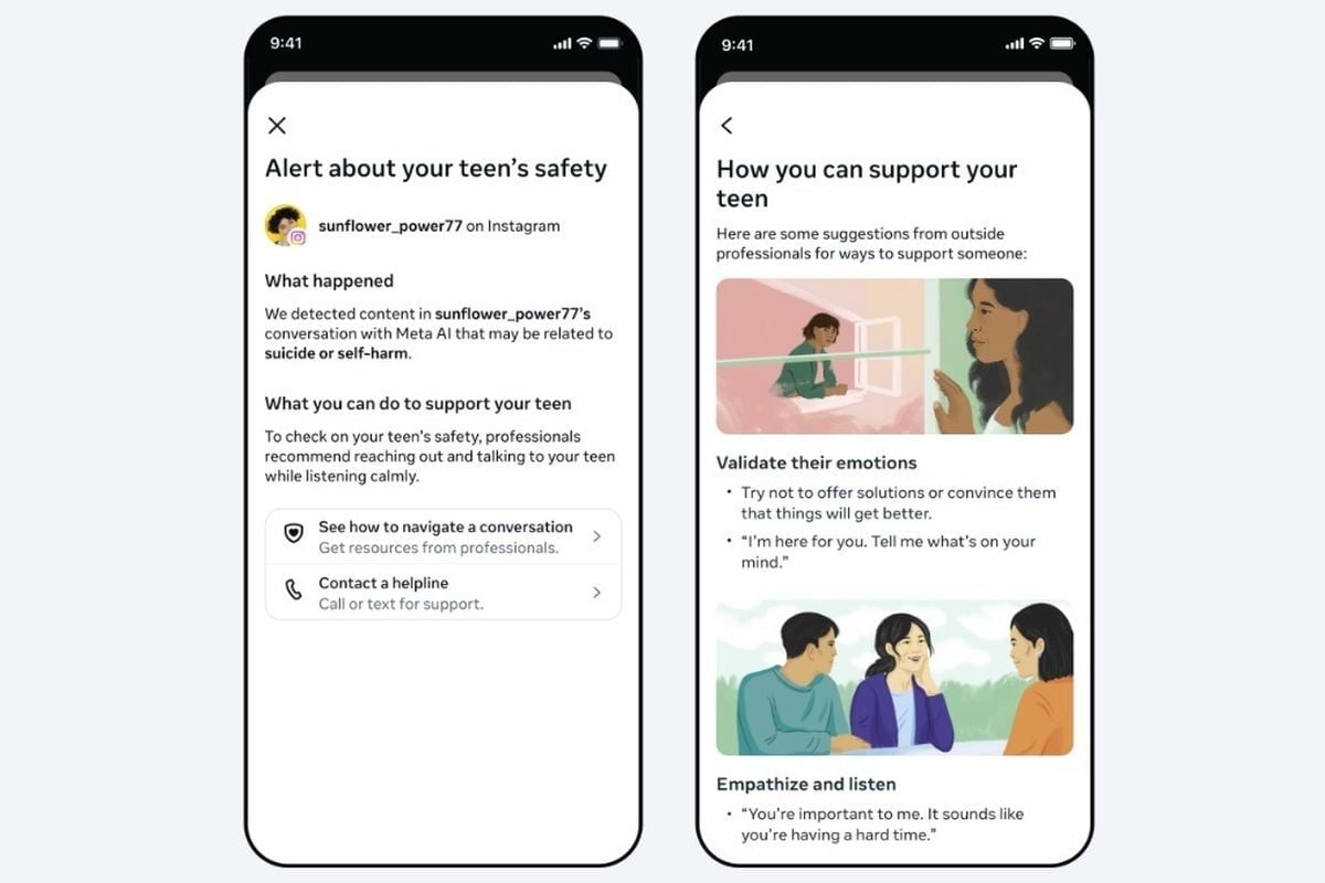 Meta AI notificará a los padres si detecta que los adolescentes intentan hablar sobre suicidio o autolesiones