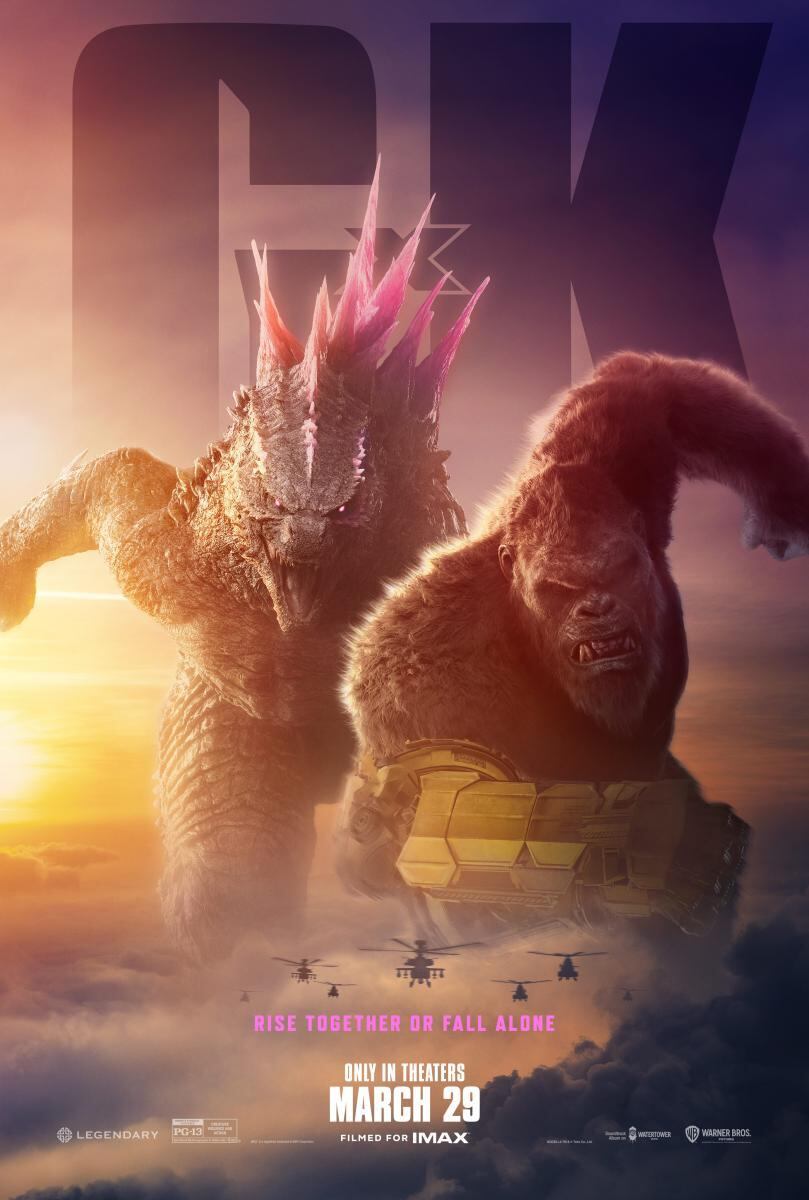 Los monstruos protagonistas son las figuras principales del póster de la película “Godzilla x Kong: The New Empire” (Foto: Warner Bros.)