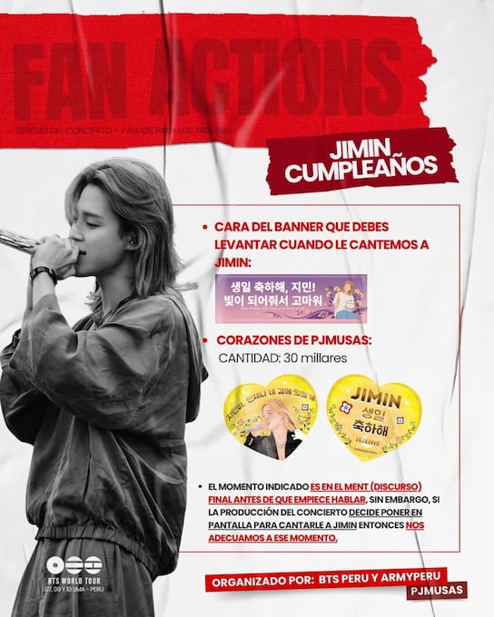 Jimin, integrante de BTS, cumplirá 31 años el 13 de octubre y ARMY Perú busca celebrarlo a lo grande. (Foto: Instagram / @bts_peru)