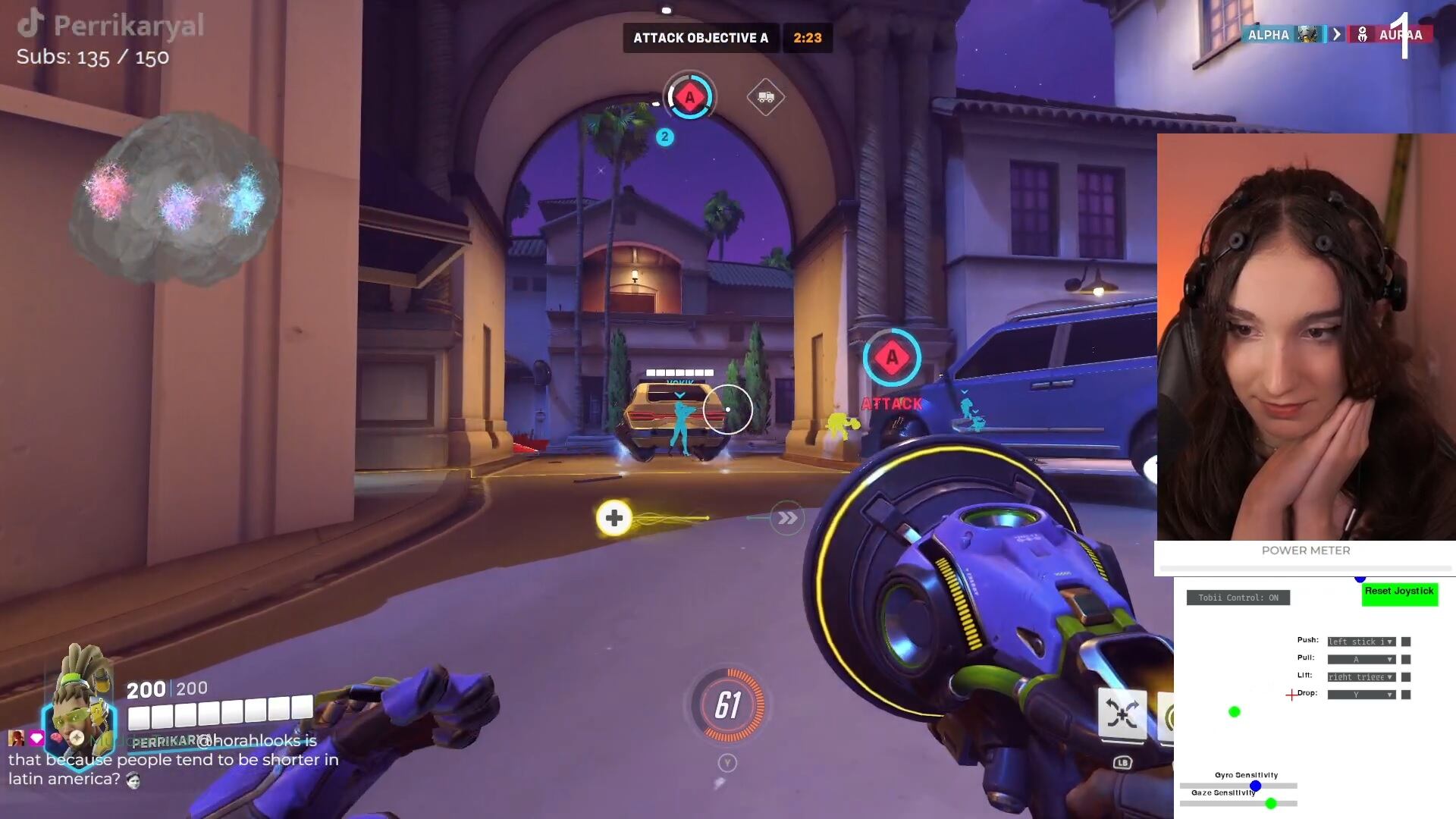 La streamer Perrikaryal jugando Overwatch 2 con su mente.