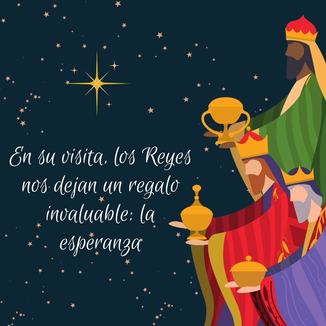 Imágenes con frases cortas, bonitas y originales para compartir por WhatsApp por el Día de los Reyes Magos. (Foto: MAG / Canva)