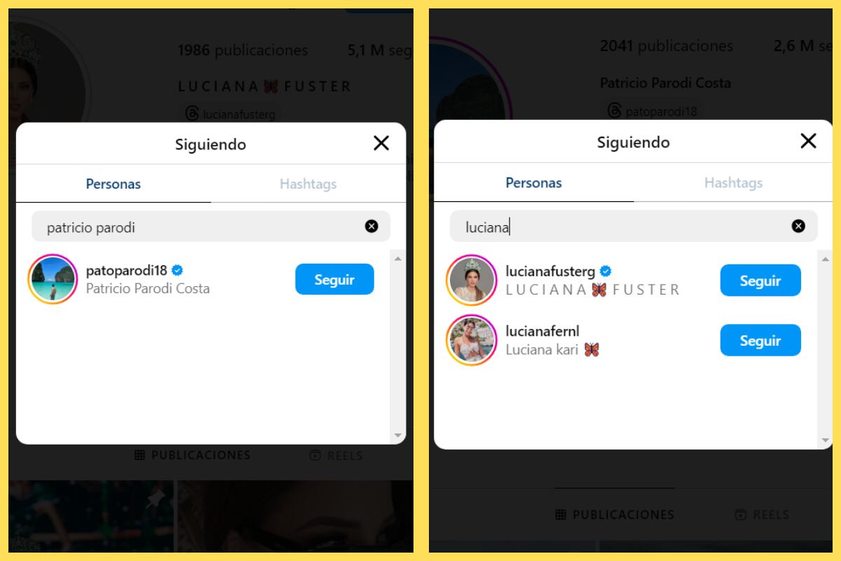Luciana Fuster y Patricio Parodi han vuelto a seguirse en redes sociales | Foto: Instagram / Composición EC