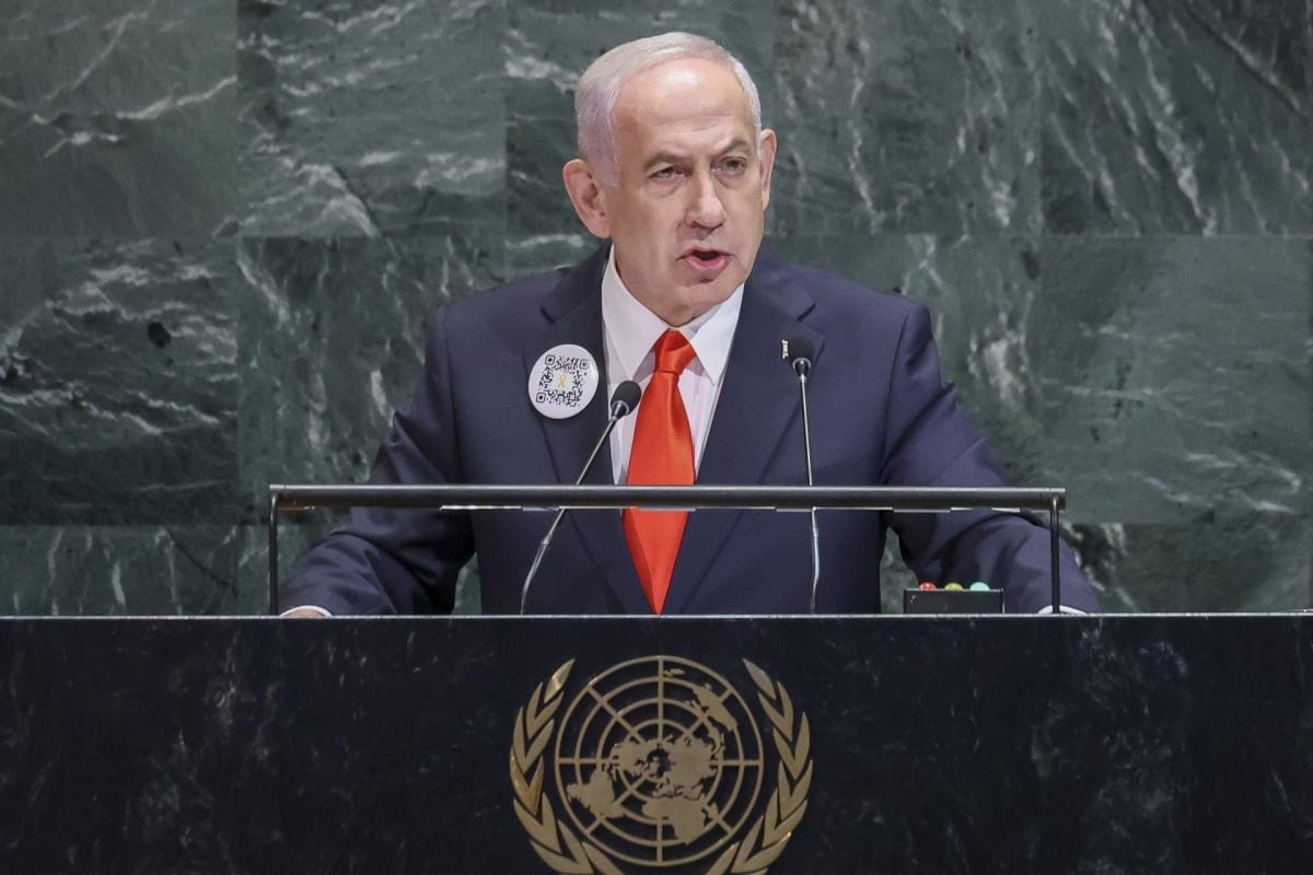 Benjamín Netanyahu en la Asamblea General de las Naciones Unidas en la sede de la ONU, el 26 de septiembre de 2025. Foto: EFE/EPA/SARAH YENESEL