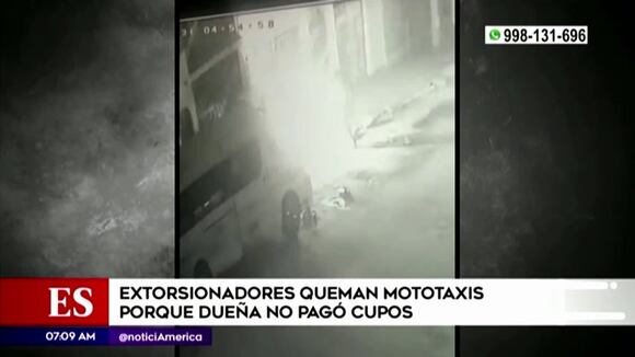 Extorsionadores queman mototaxi