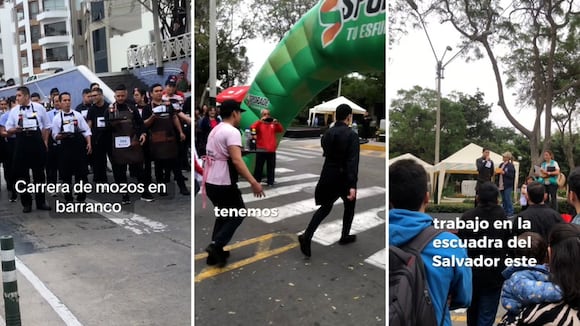 Viral: carrera de mozos en Barranco causa furor en redes sociales