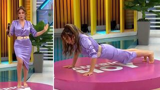 Janet Barboza sorprende con sus pasos de baile… pero termina haciendo planchas en vivo