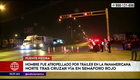 Hombre fue atropellado por tráiler en la Panamericana Norte