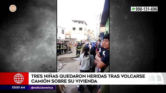Villa El Salvador: Tres niñas heridas tras volcarse camión sobre su vivienda